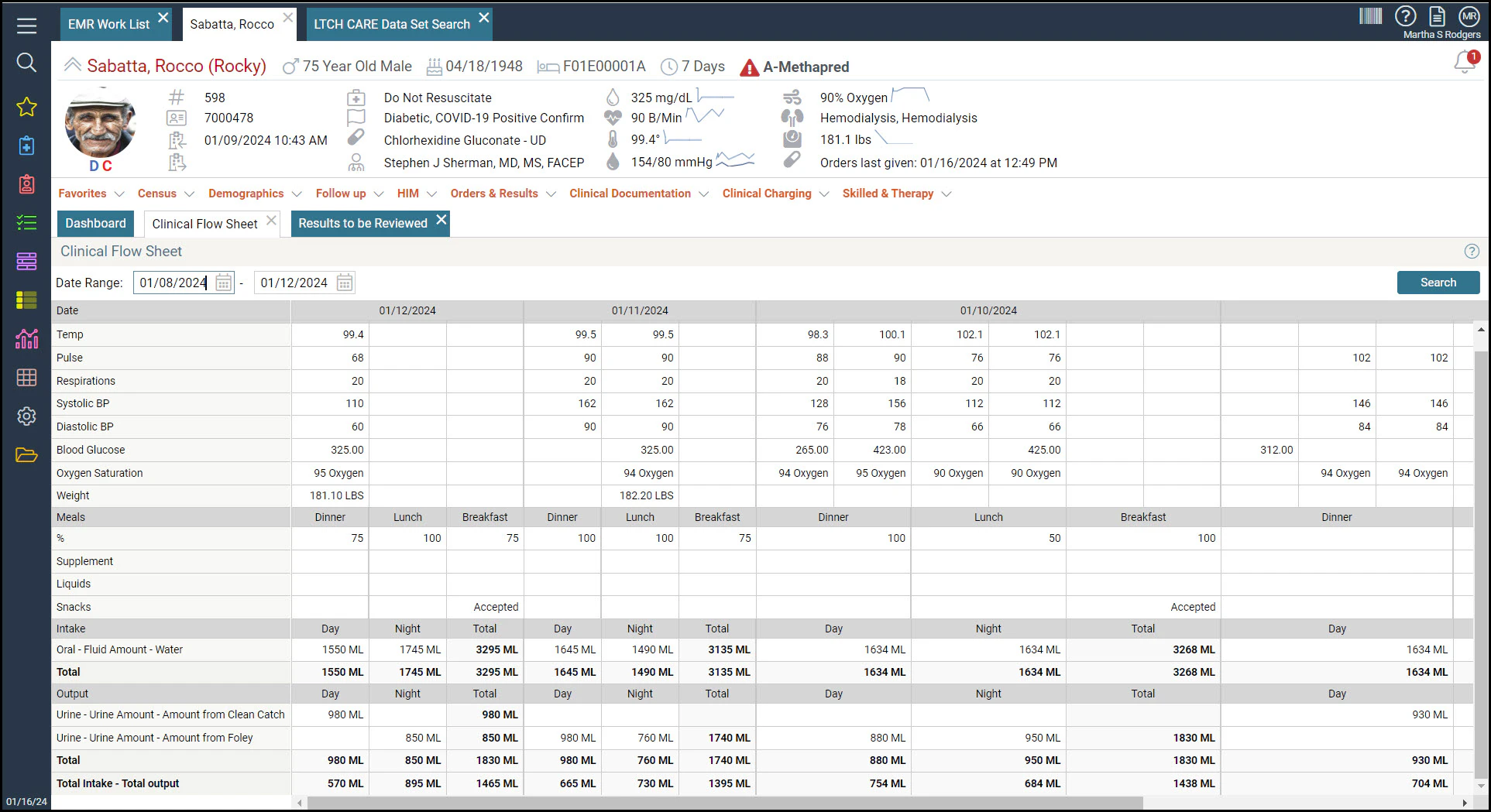 screenshot of WellSky Specialty Care for LTACH